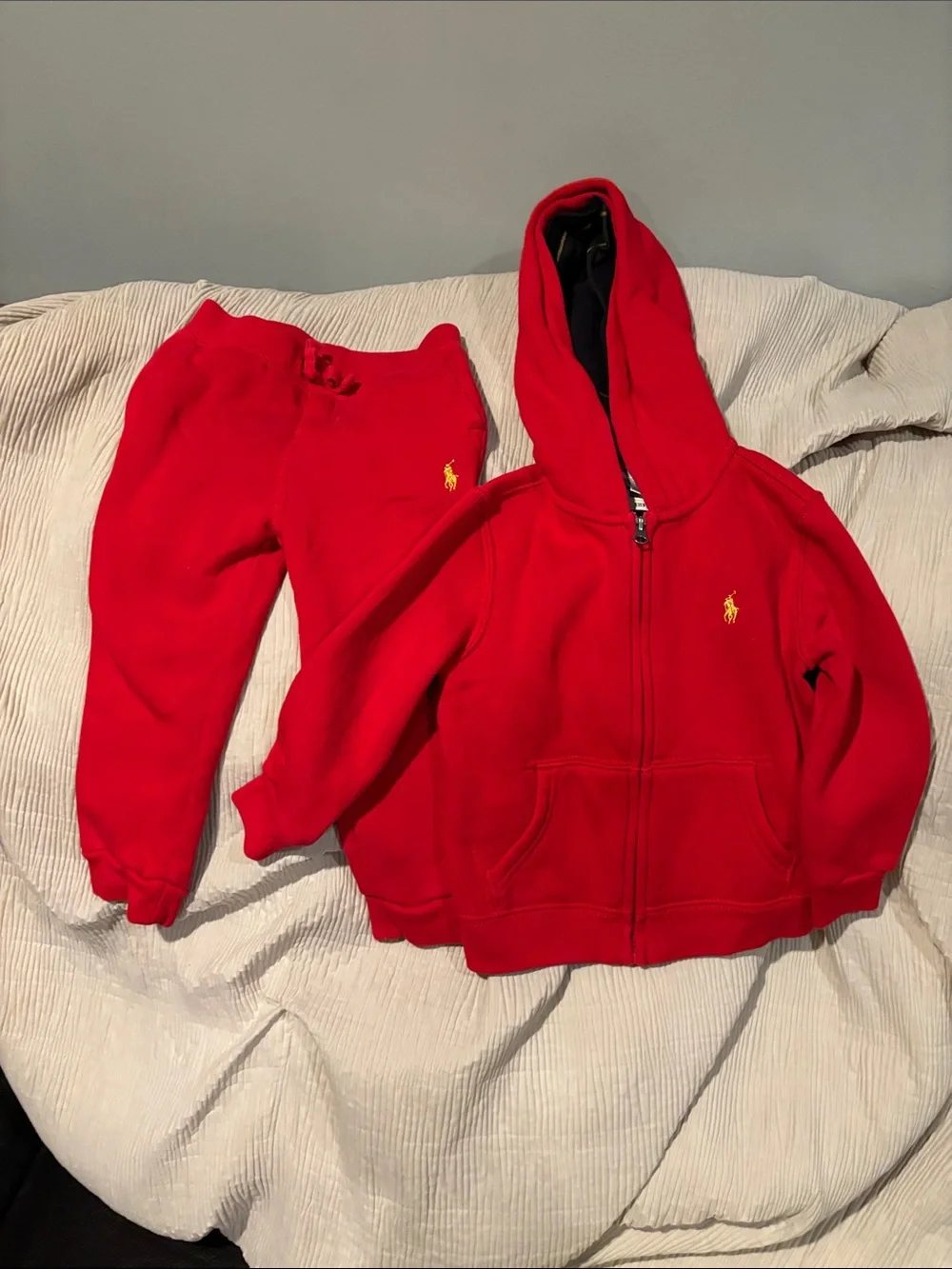 Ralph Lauren Boys Red Zip Hoodie & Matching Joggers